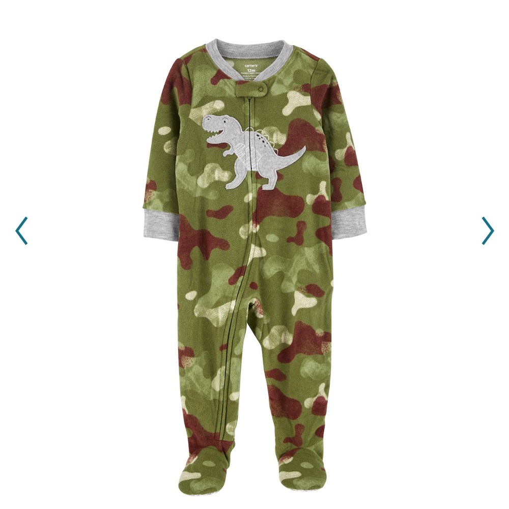 NWT Carters Fleece Camo Dinosaur Pajamas